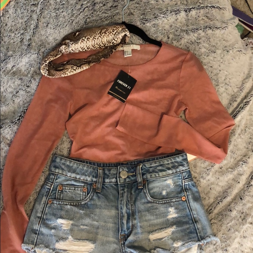 Pink mesh forever 21 long sleeve